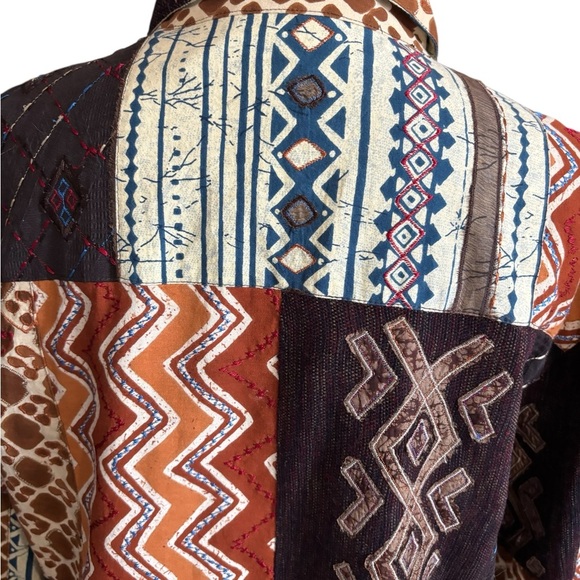 Chico's 3 Patchwork Button Up Shirt/Jacket Boho Tribal Print Artsy Festival XL - Picture 5 of 8